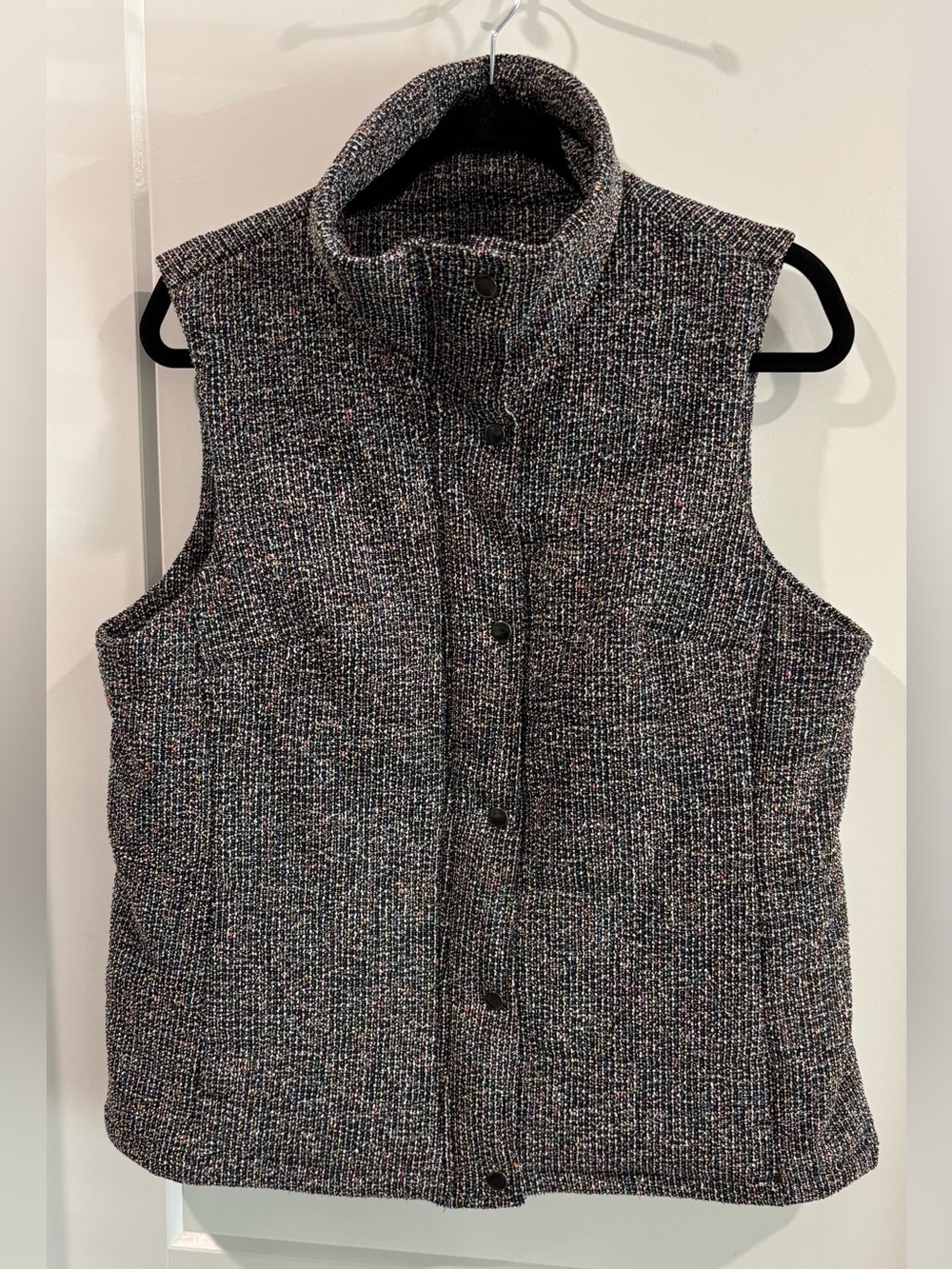 Christopher & Banks Charcoal Speckle Sleeveless Snap-and Zip Front Vest  SZ  M